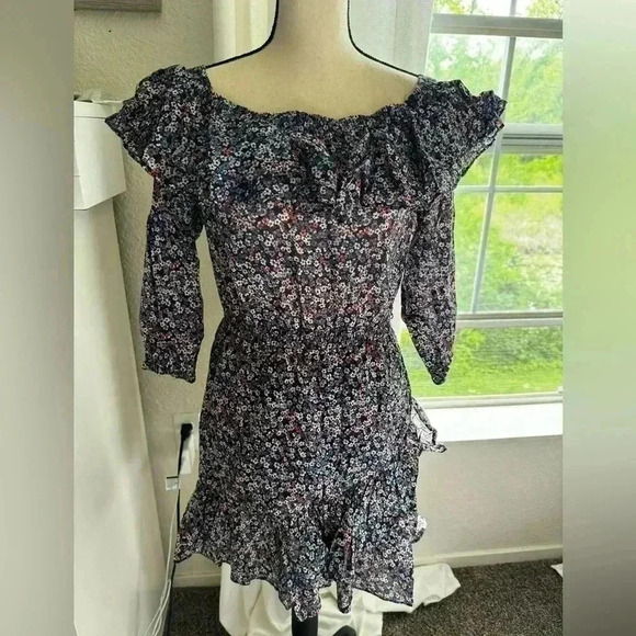 Michael Kors Floral Cotton Lawn Off-the-Shoulder Dress - Picture 2 of 9